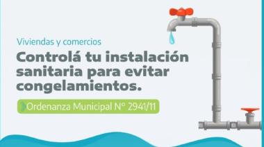 Se Recuerdan las medidas para prevenir el congelamiento de cañerias